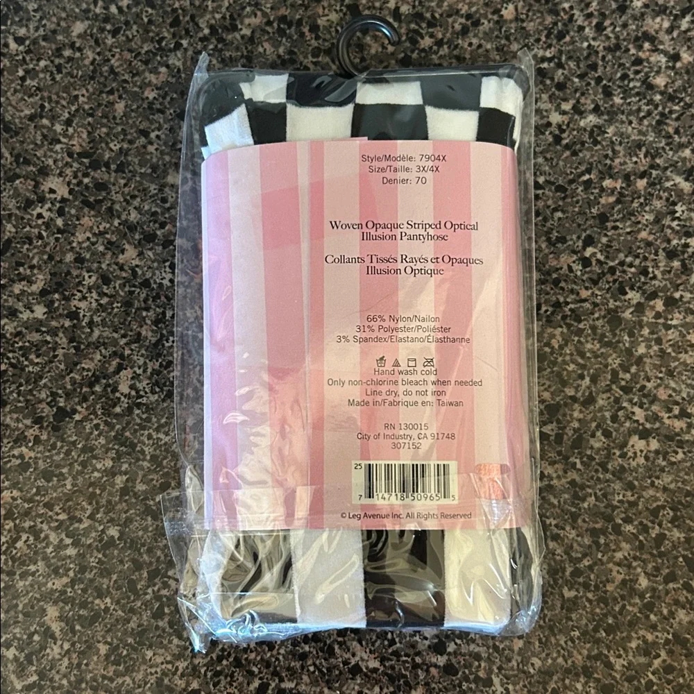 Woven Opaque Striped Optical Illusion Pantyhose 3X/4x - Picture 2 of 2